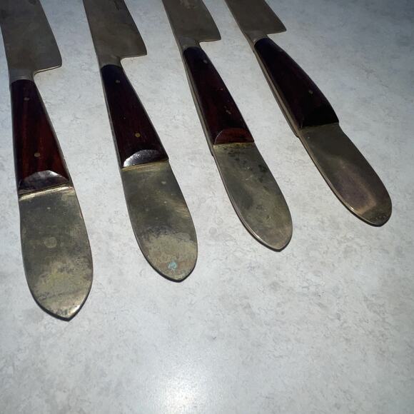 Vintage Buddha Bronze Knife 4 Piece Flatware Set Rare Asian Siam Thai MCM - Picture 7 of 7